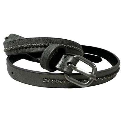 Kohl's Womens Narrow Dress Belt Gunmetal Silver Studded Boho Career - Image 1 of 4