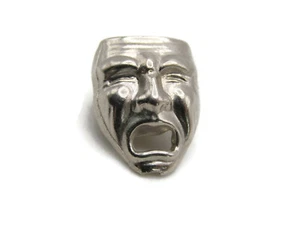 Tragedy Mask Pin Drama Theater Vintage Silver Tone - Picture 1 of 4