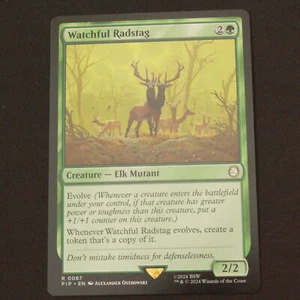 Watchful Radstag 87 Magic The Gathering Fallout (PIP) raro casi nuevo - Imagen 1 de 2