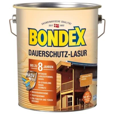 BONDEX Dauerschutz-Lasur 4,0 L Wetterschutz Oregon Pine Holzschutz - Bild 1 von 3