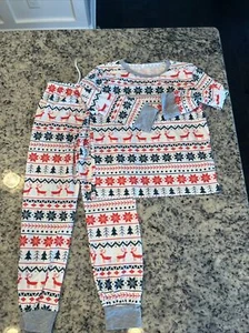 Boutique Sara Jane Christmas Pajamas Santa Deer Size 14 Youth Unisex EUC - Picture 1 of 2