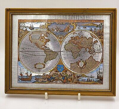 Nova Totivs Terrarvm Orbis Geographica Vintage World Map Foil With Gold Gilded F • 25£