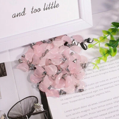 10件装玫瑰宝石水晶月亮项链雕刻灵气能量修复吊坠 — 第 1/4 张图片