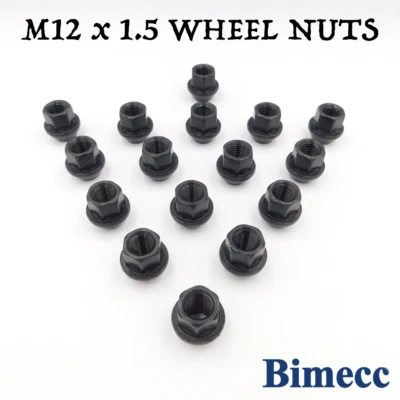 M12x1.5 Open Bimecc Wheel Nuts (Black) x16 Mitsubishi 3000 GT, 380, ASX, Carisma — 第 1/4 张图片