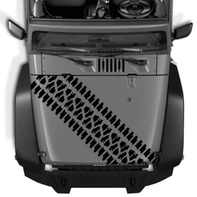 Car SUV Black Tread Graphic Sticker Hood Body Vinyl Decals Decoration Waterproof - Image 1 of 4