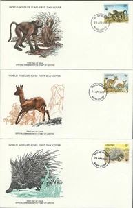 LESOTHO 1977 WORLD WILDLIFE FUND ILLUSTRATED FIRST DAY COVER SET - Picture 1 of 2