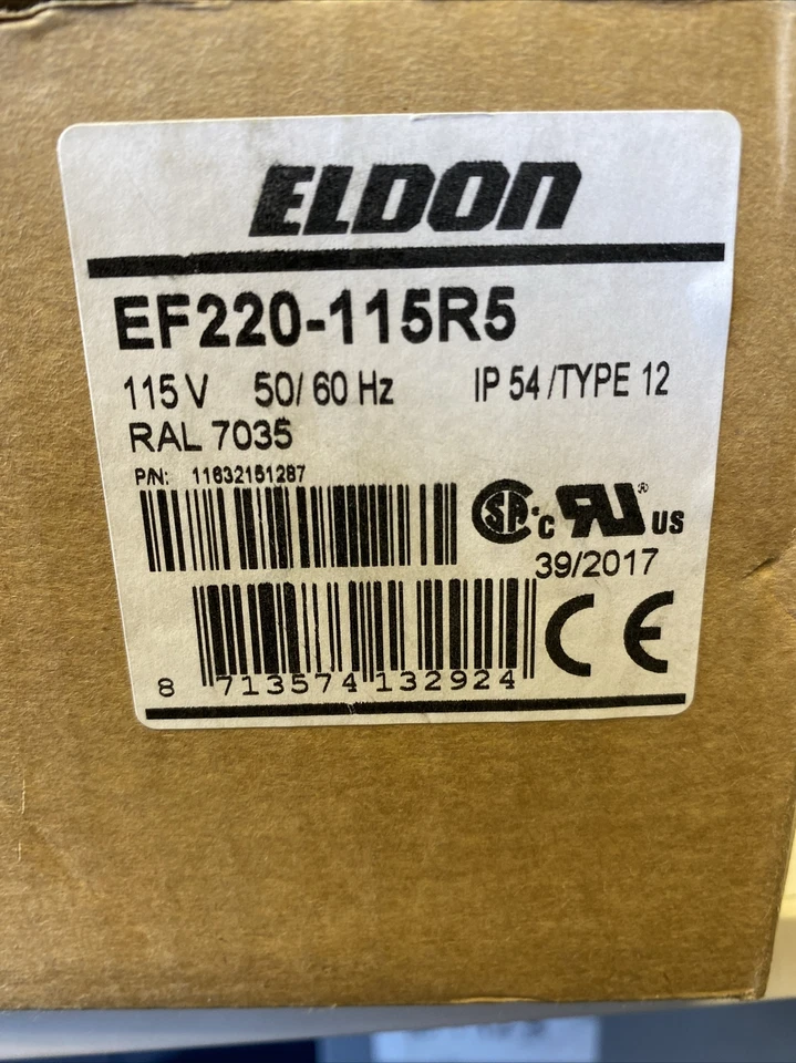 ELDON Lüfter mit Filter EF220R5. Luftstrom 110m3/h (115 VAC) - Bild 1 von 3