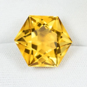 13.42 ct SHIMMERING - YELLOW NATURAL CITRINE - STAR FANCY ROUND CUT See Vdo CL - Picture 1 of 3