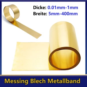 H62 Messing Blech Flexibel Folie Platte Streifen Metallband Dicke 0.01mm bis 1mm - Bild 1 von 13