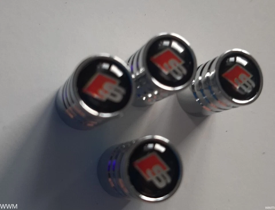 4Pcs/Set AUDI Ventilkappen Elstahl S-Line Logo Emblem Auto Motorrad Valve * - Image 1 of 1