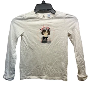 Janie And Jack Girls Tee Shirt Long Sleeve Flower Crown Girl Size 7 - Picture 1 of 5
