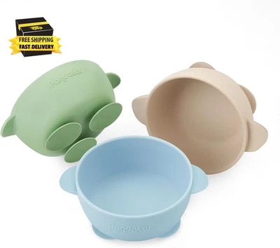 Paquete de 3 ventosas para bebés, tazón de comida de silicona Stay Put para bebés suministro de destete LED Foto 1 de 4