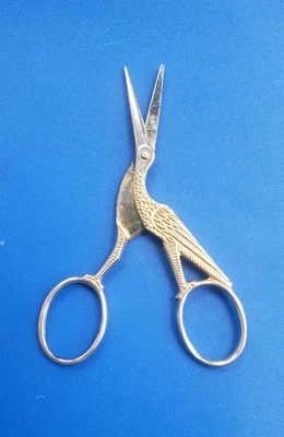 Vintage Silver Tone Crane Stork Bird Sewing Embroidery Scissors. Japan - Image 1 of 4