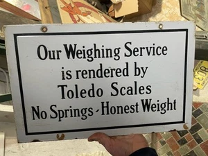 1920s 30s Toledo Scales Porcelain Sign Original Great Shape! - Picture 1 of 7