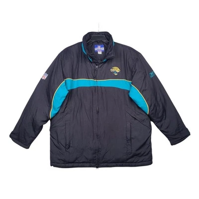 Vintage Reebok Y2K Jacksonville Jaguars Quilted Heavyweight Jacket Coat Sz Large - Image 1 of 4