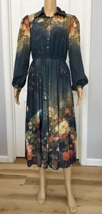HANAE MORI Shirt Pleated Midi Dress - Picture 1 of 10