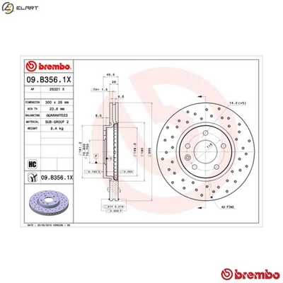 2x BRAKE DISC 09.B356.1X FOR CHEVROLET VAUXHALL ZAFIRA/Mk/III ASTRA/VI  BUICK - Image 1 of 4