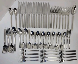 Pfaltzgraff Mackenzie Brighton Flatware 49 pc Setting Plus 9 Serving Pieces - Picture 1 of 13