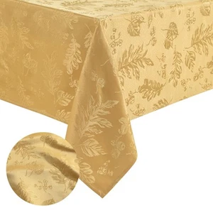 Elegant Woven Leaves Jacquard Damask Wrinkle Resistant Tablecloth, 60" x 102"... - Picture 1 of 7