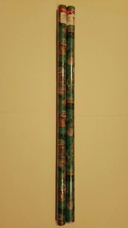 2 Rolls Baby Yoda Gift Wrapping Paper, 50 Sq Ft Each New Dark Green Star Wars - Image 1 of 1