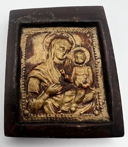 Small Painted Ceramic Christian Icon Mary, Mother of Jesus, and Child - Picture 1 of 7