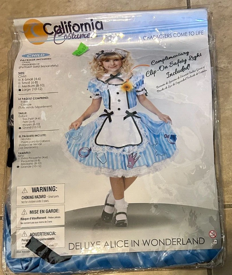Vestido Alicia en el País de las Maravillas Deluxe California Disfraces NUEVO Niñas Grande 10-12 Foto 1 de 2