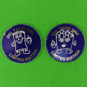 2 Authentic Del Taco Pogs Limited Edition From 1994 "Promotion Item" - Picture 1 of 4