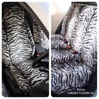 For Seat Tarraco   Grey Tiger Faux Fur Furry Car Seat Covers   Full Set