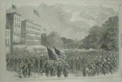 винтажный принт 1865 Grand Review of National Armies-General Sherman's vets marche - Изображение 1 из 2