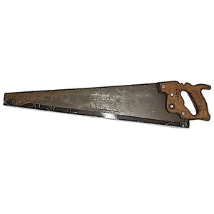 Vintage Hand Saw Crosscut Rip 28.5” Rusty Metal & Wooden Handle - Picture 1 of 6