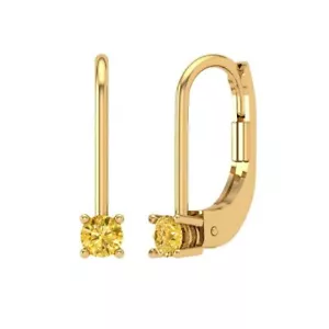 Yellow Zirconia Stud Earrings for Women, Lever Back (0.2 cttw, 3.0mm, Round-Cut) - Picture 1 of 20