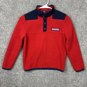 Vineyard Vines Boys Small Fleece Pullover Jacket 1/4 Snap Button Red - Picture 1 of 8