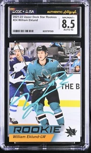 2021-22 UPPER DECK STAR ROOKIES #24 WILLIAM EKLUND SIGNED CARD CGC JSA 8.5/10 - Picture 1 of 2