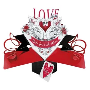 Tarjeta de San Valentín Tarjeta Pop Up 3D Cisnes Hecha el Uno para el Otro Tarjeta de Recuerdo - Imagen 1 de 2
