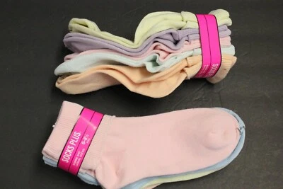 4 PAIRS OF PASTEL ANKLE BOBBIE AND CASUAL SOCKS GIRLS 6-8  CREW PINK PURPLE k - Image 1 of 4