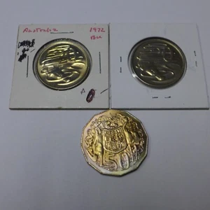 AUSTRALIA Lot of (3) 20 & 50 CENT Coins 1972-73 20 Cent 1976 50 Cent - BU - Picture 1 of 8