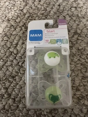 MAM recién nacido 2 chupetes nuevos en paquete animales verde Foto 1 de 2