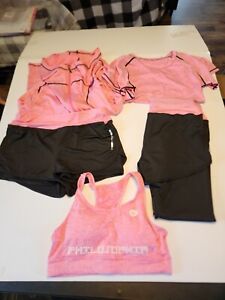 Yoga/ Track Suit 5pc Black And Pink High Waist