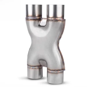 Universal Crossover X Pipe Dual 2.5" In/Out Stainless Steel Muffler Exhaust Tip - Picture 1 of 11