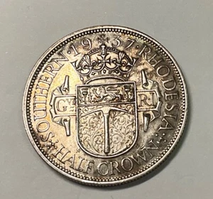 1937 Southern Rhodesia George VI 1/2 Half Crown one year type Silver KM#13 - Picture 1 of 2