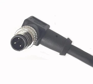 CABLE INDUSTRIAL M12, 3 POS, MACHO, EN ÁNGULO, CÓDIGO A, CHAQUETA PVC NEGRO, 1 MTR - Imagen 1 de 2