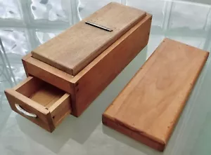 Katsuobushi Bonito Slicer Shaver Wood Lidded Box w/Drawer Occupied Japan - Picture 1 of 14