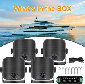 4 Marine Bluetooth Speakers 240W Waterproof Outdoor Speakers stereo Mount - Picture 1 of 34