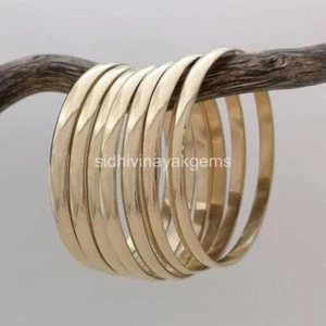 Juego de 7 Brazaletes de Latón Macizo, Pulseras Tono Dorado Brazaletes Apilables Semanario TH6 - Imagen 1 de 4