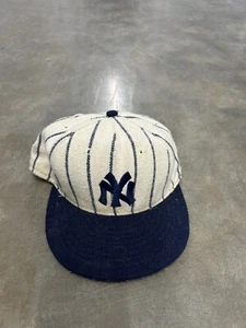 Vintage American Needle MLB Wool New York Yankees Pin Stripe Fitted Hat 7 1/8 - Picture 1 of 4