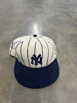 Vintage American Needle MLB Wool New York Yankees Pin Stripe Fitted Hat 7 1/8 - Image 1 of 4