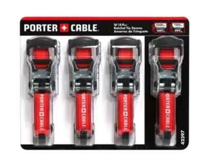 PORTER-CABLE Porter Cable 1.5″ X 16′ Rachet Tie Down Set 4 Pack 42397 Free Shipping