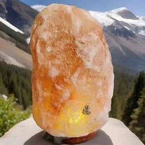 Natural Himalayan Rock Salt Lamp Wood Base USB & Electric Cord MULTI-COLORED - Picture 1 of 15