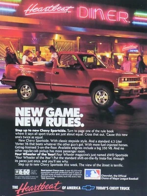1988 Chevrolet Sportside Heartbeat Diner Vintage Original Print Ad 8.5 x 11" - Image 1 of 4