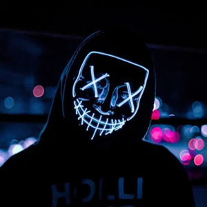 Neon LED Maske Totenkopf Skelett Mottoparty Halloween Horror Maske Tanzmaske - Bild 1 von 6